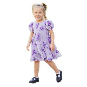 Janie & Jack Purple Floral Print Ruffle Wrap Front Dress Size 2T